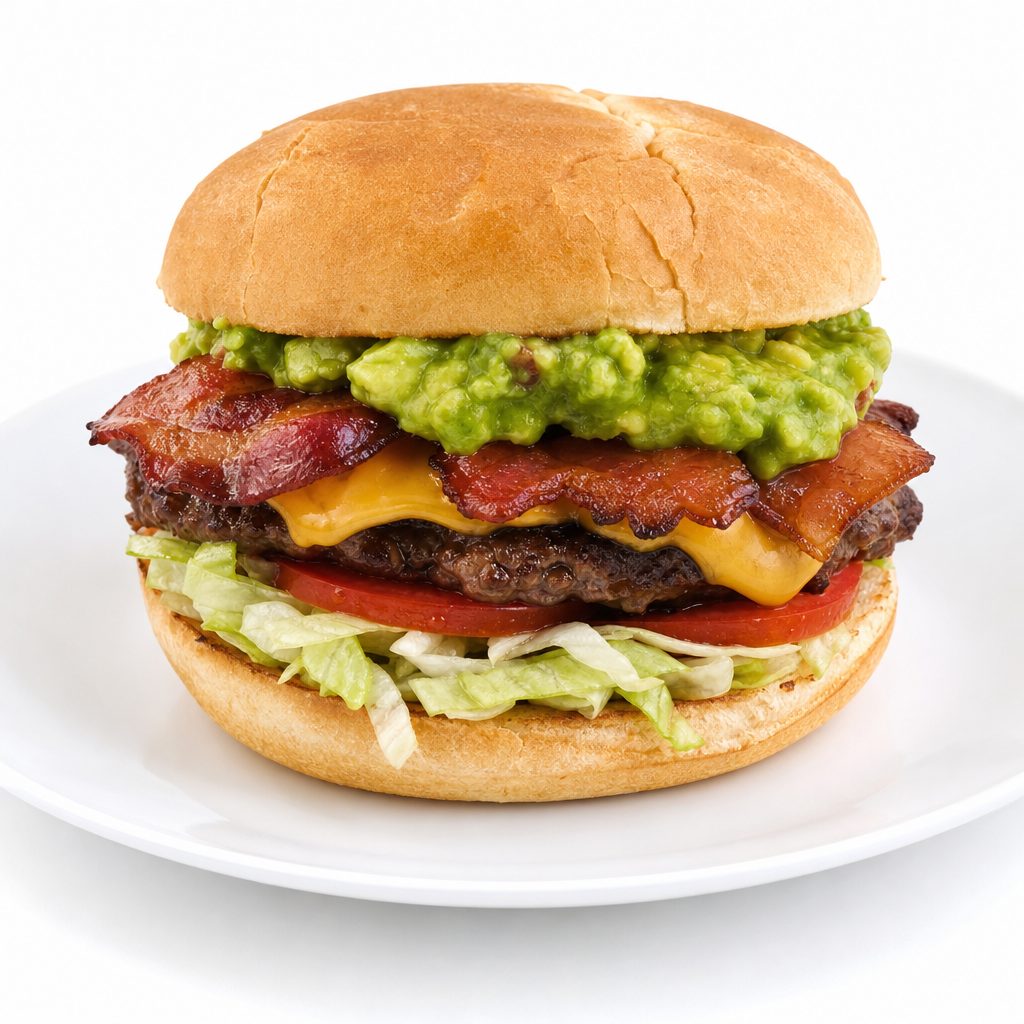 Avocado Bacon Cheeseburger.